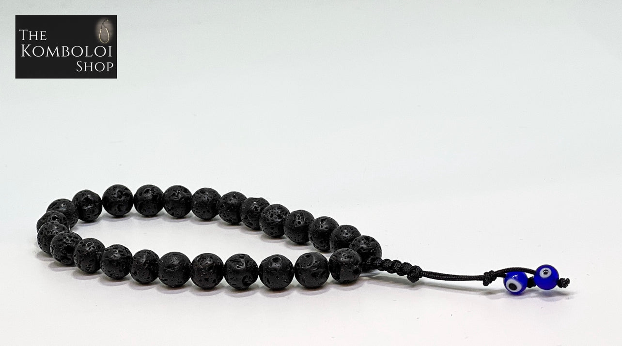 Volcanic Lava Worry Beads with Evil Eye - Wearable MK3 (Short)