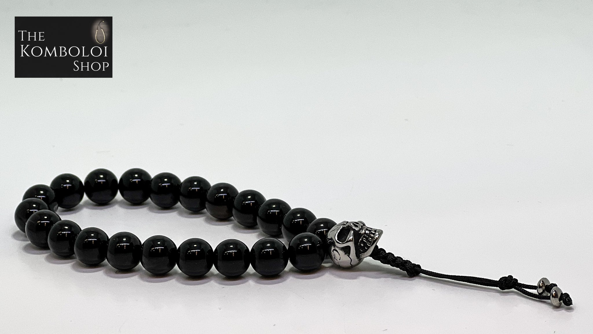 Onyx with Stainless Steel Skull Worry Beads - Wearable MK3 (Short)