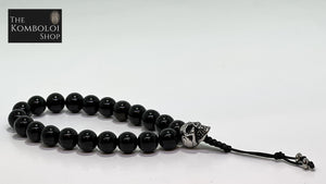 Onyx with Stainless Steel Skull Worry Beads - Wearable MK3 (Short)